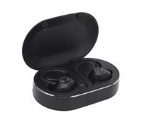 Auricolari Bluetooth HiFi Stereo con Bassi Profondi Auricolari Wireless con Microfono, Cuffie con Gancio per L'orecchio Resistenti Al Sudore per Sport di Guida, 2 Cuscinetti Grandi (BLACK)