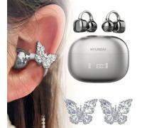 Auricolari Bluetooth HYUNDAI Clipbuds7 alla moda con accessori per auricolari a farfalla, Bluetooth 5.4 direzionale audio surround sound con molletta, visualizzazione del livello della batteria, lunga