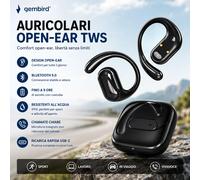 Auricolari Bluetooth Open-Ear TWS Wireless con Gancio, Cuffie Sportive BT 5.0 con Custodia di Ricarica USB-C, Microfono Integrato, IPX4, Stereo Wireless, Auricolari Open Ear per Sport, Running,