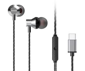 Auricolari cablati Aiwa USB-C con microfono e bassi potenti, in-ear, argento