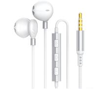 Auricolari cablati con driver da 14,2 mm e design magnetico, cuffie in-ear da 3,5 mm con microfono per gaming, karaoke streaming, cavo in rame puro anti-groviglio, semi-in-ear (bianco)