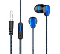 Auricolari cablati con microfono, cuffie intrauricolari da 3,5 mm con cancellazione del rumore, bassi pesanti, tappi per le orecchie da gioco per sport, viaggi e uso in ufficio (blu)