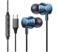 Auricolari cablati con MiCsrophone | Cuffie da 3,5 mm e USB tipo C per smartphone | Cuffie da gioco con suono ad alta fedeltà con csontrol in linea | Auricolari morbidi in silicone | (D)