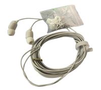 Auricolari cablati da 3 metri con microfono con cancellazione del rumore | Cuffie leggere e portatili con cavo per viaggi, campeggio e cantare sul computer, 3 metri, colore bianco grano