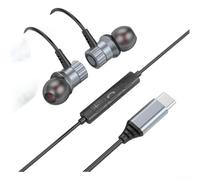 Auricolari cablati in metallo con microfono, chip digitale HiFi con bassi migliorati, diaframma con anello in rame da 3,5 mm di tipo C, per chiamate musicali in studio, argento (B)