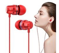 Auricolari cablati in metallo - Cuffie con isolamento acustico, auricolari con bassi | Cuffie per computer resistenti, cavo di controllo in linea per un ascolto audio nitido, chiamate, riproduzione