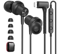 Auricolari cablati in silicone morbido con connettore Lightning | Auricolari con cavo certificati MFi ad angolo di 90 gradi con microfono per iPhone 14 13 12 11 Pro Max X XS Max XR 8 Plus 7