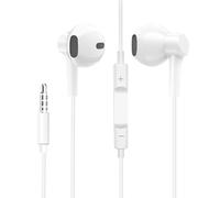 Auricolari Cablati Jack 3,5 mm Suono Stereo Telecomando Microfono Bianco