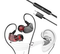 Auricolari - (cavo 120 Cm) | Auricolari Con Gancio Per Orecchie | Auricolare cablato Argento Bronzo | Design Durevole In PC TPE | Audio Di Controllo | Allenamento Sportivo, Ascolto Q