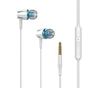 Auricolari con cavo - Cuffie cablate a doppia membrana, nessun rumore, suono surround, delicato sulla pelle, corpo lucido, scuro, vestibilità comoda | Auricolari cablati audio coinvolgenti Vo