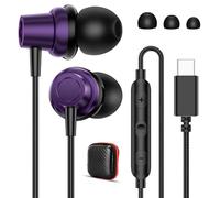 Auricolari con cavo USB C con microfono e cavo anti-groviglio, suono stereo Hi-Fi ergonomici e confortevoli, auricolari in-ear di tipo C per iPhone 17, Google Pixel 10, Samsung Galaxy S26 Ultra
