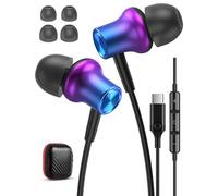 Auricolari con cavo USB C per Apple, morbidi auricolari per iPhone 17 17e Air 16 16e 15 per iPad Pro per Samsung/Android per Galaxy S26 S25 Ultra USBC con cavo tipo C auricolari Home Office viola