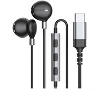 Auricolari con cavo USB C per cuffie dal design semi aperto, con microfono, chiamate chiare, bassi pesanti, per iPhone 16, Samsung e Galaxy Pixel, 1,2 m, nero (D)
