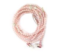Auricolari con Collana di Perle Alla Moda Comodi Auricolari Intrauricolari da 3,5 Mm per Ragazze Microfono Incorporato Opzioni Multicolori (PINK)