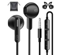 Auricolari con Filo, 3,5mm Auricolari In-Ear Cuffie per Galaxy Cuffie con Filo e Microfono, Hi-Fi Stereo Cuffiette Isolamento Acustico Jack 3.5 mm per iPhone, Galaxy, Xiaomi, Oppo, Sony, Huawei,Nero