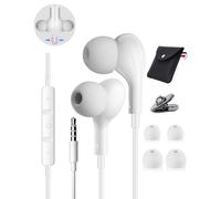 Auricolari con Filo, 3,5mm In-Ear Cuffie con Filo Hi-Fi Stereo, Magnetici Cuffiette con Microfono Isolamento Acustico Jack 3.5 mm per iPhone, Samsung, Xiaomi, Oppo, Sony, Huawei, LG, Google Bianco