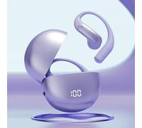 Auricolari con traduzione in tempo reale che utilizzano l'IA per la conversione vocale bidirezionale durante le riunioni di pendolarismo e conversazioni informali (traduzione viola)