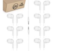 Auricolari Confezione da 30 Auricolari Basic Bulk Bianco Perla Auricolari In-Ear Auricolari Monouso Cuffie Economiche Jack Audio da 35 MM
