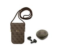 Auricolari Guess TWS wireless con borsa in ecopelle marrone logo 4G