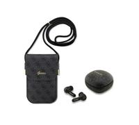 Auricolari Guess TWS wireless con borsa in ecopelle nera logo 4G