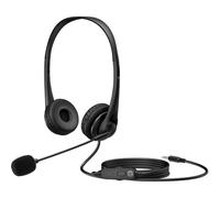 Auricolari HP G2 con cavo USB, microfono con cancellazione rumore, comfort ufficio, nero