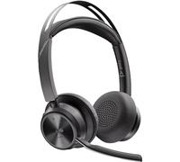 Auricolari HP Voyager Focus 2 wireless Bluetooth con Cancellazione Rumore, microfono e base di ricarica, neri