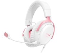 Auricolari HyperX Cloud III con cavo USB-C/USB-A/3,5 mm Gaming con Cancellazione del Rumore e Microfono, bianco e rosa
