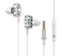 Auricolari in-ear cablati con microfono Cuffie Due altoparlanti HiFi stereo Isolamento del rumore Auricolari ergonomici per lo sport, compatibili con la maggior parte dei telefoni cellulari