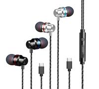 Auricolari in-ear con cavo, confezione da 2 cuffie con microfono e controllo del volume, cuffie con jack stereo Type-C per iPhone, Samsung, Huawei, XiaoMI, computer portatili