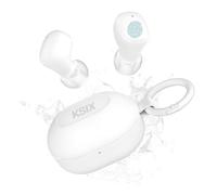 KSIX Neutron - Auricolari wireless, True Wireless Stereo, pulsante multifunzione, chiamate, assistente vocale, custodia di ricarica con moschettone, autonomia 4h+16h, USB-C, IPX4, impermeabile, bianco