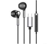 Auricolari magnetici con cavo di tipo C, chip digitale, suono HiFi, driver da 14 mm, USB C, con microfono, per telefono, tablet, musica, chiamate di gioco (nero)