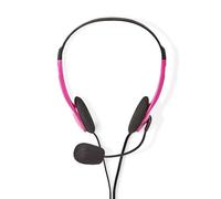 Auricolari Nedis CHST100PK con cavo Stereo con microfono a braccio per Educazione Rosa