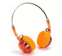 Auricolari Over-ear retrò con Microfono, Doppia Manopola Indipendente (Arancione traslucido)