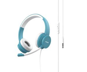 Auricolari Pantone PT-WDH002GY2220 cablati Jack 3,5 mm per ufficio con microfono Boom, colore acquamarina