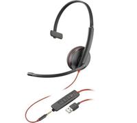 Auricolari Poly Blackwire 3215 Monoaurali USB-A 3,5 mm, Cavo Rosso, Comfort Prolungato