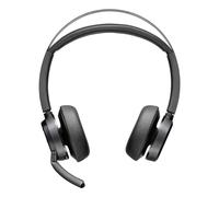 Auricolari Poly Voyager Focus 2 wireless Bluetooth con Cancellazione Rumore, microfono e base di ricarica neri