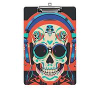 Auricolari punk rock teschio portablocco acrilico carino moda portablocco decorativo, 31,8 x 21,6 cm, formato A4, clip in acrilico per classe, insegnanti, forniture per ufficio