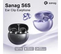 Auricolari Sanag S6S FreeClip Open Ear con clip per l'orecchio, audio stereo 3D, Bluetooth 5.3, 36 ore di riproduzione, cuffie sportive OWS, impermeabili IPX4