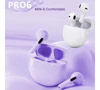 Auricolari senza fili Bluetooth 5.3 TWS Air Pro6, mini auricolari con microfono e custodia di ricarica, compatibili con , e altri dispositivi Bluetooth TWS rosa,blu,nero,Bianco,Viola,verde,aranciaABS