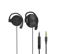 Auricolari sportivi con filo, microfono, jack da 3,5 mm e gancio per l'orecchio, compatibili con cellulari Android e iOS.