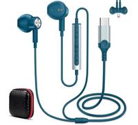 Auricolari USB C, Auricolari In-Ear, Cuffie con Cavo con Microfono, blu | con Telecomando Integrati per xiaomi REDMI Note 15 Pro+ 17 Pro Max POCO F7 F8 Pro 5G per Honor Magic8 Pro 400 Smart X9d Pad2
