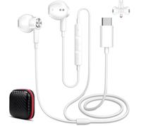 Auricolari USB C, Auricolari In-Ear, Cuffie con Cavo con Microfono e Telecomando Integrati per Samsung Galaxy A17 A56 A36 A26 S25 S24 A16 per realme GT 8 C85 Pro/iPhone 17 16e 15 Pixel 9 10, Bianco