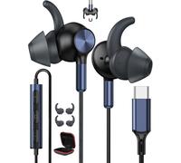 Auricolari USB C Cablati Sportivi Auricolari per Samsung A17 S26 Nero e blu | HiFi Stereo Magnetico Auricolare Tipo C Cuffie Intra Auricolare con Microfono per iPhone 18 Pro 17 16e 15 per Pixel 10a Corsa