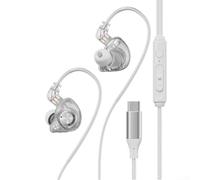 Auricolari USB C HiFi IEM staccabili con isolamento acustico, controllo del volume e cavo resistente per l'ascolto (bianco)