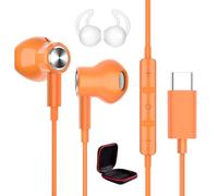 Auricolari USB C per Samsung A17/A16/A56/A36/A55/A35/S25/S24/S23/S22 HiFi Stereo Magnetico Auricolare USB Tipo C Auricolare con Microfono per iPhone 17 16e 15 Pixel 10/9a/8a Mi 14T 15T Pro Arancione