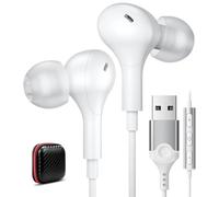 Auricolari USB per Computer/Mac/Laptop/per Chromebook, PC Gaming con Microfono e Controllo Volume, Auricolari In Ear Magnetiche Stereo HiFi, Bianco
