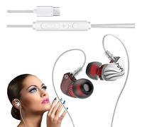 Auricolari USB Tipo C - (cavo 120 Cm) | Auricolari Con Gancio Per Orecchie | Auricolare cablato Argento Bronzo | Design Durevole In PC TPE | Audio Di Controllo Online | Allenamento Sportivo, Ascolto Q