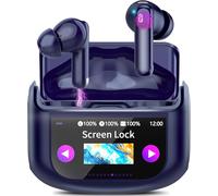 Auricolari wireless, auricolari Bluetooth Smart Touch Screen, auricolari Bluetooth con microfono a cancellazione del rumore, blu scuro
