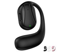 Auricolari wireless Bluetooth a conduzione ossea mono-orecchio, cuffie aperte, auricolari, chiamate HD for 16 ore, cancellazione del rumore, indossabili senza dolore, display LED, for guida/lavoro(Ner
