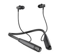Auricolari wireless Bluetooth, nuovo Bluetooth 5.2 tempo di riproduzione fino a 100 ore display a LED della batteria, auricolari Bluetooth con microfono, collo indossando cuffie da corsa in-ear